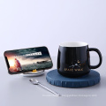 Ceramic coffee mug mobile phone holder ceramic cup